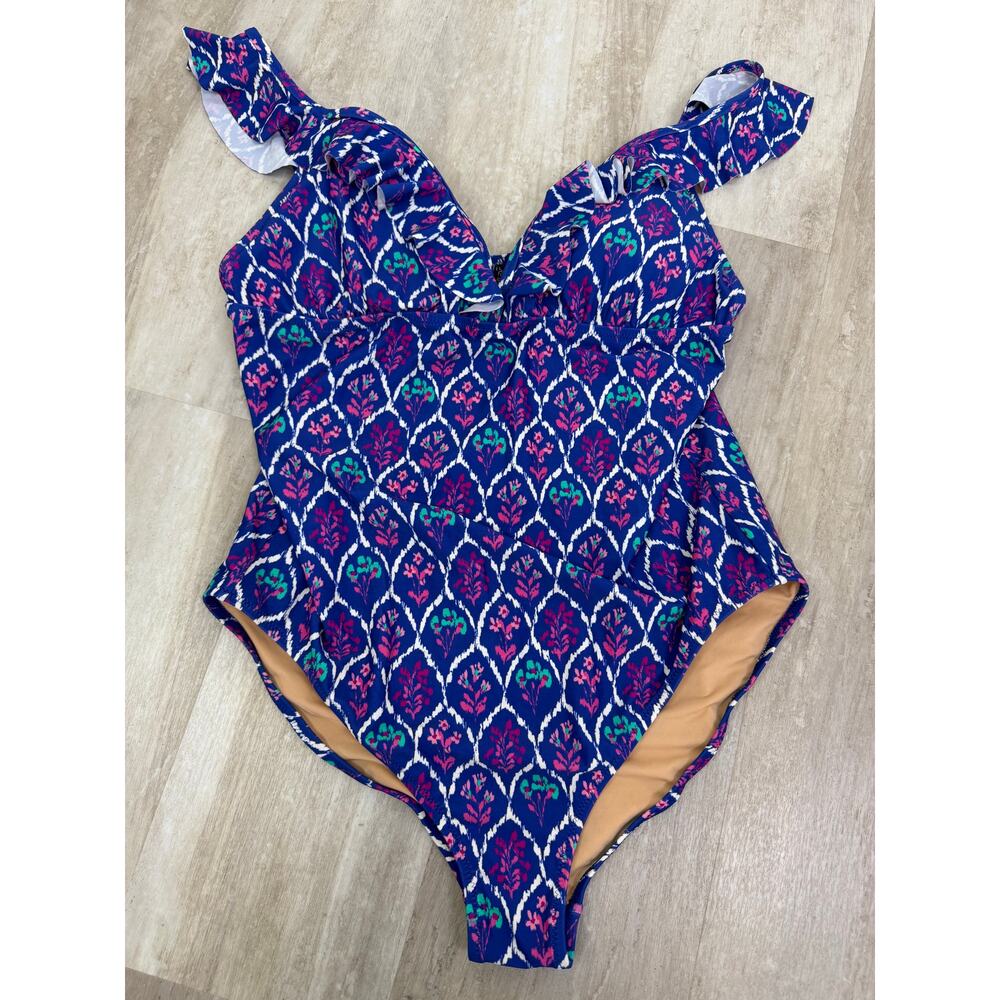J.Crew Factory One Piece Ruffle Floral Swimsuit Size XL